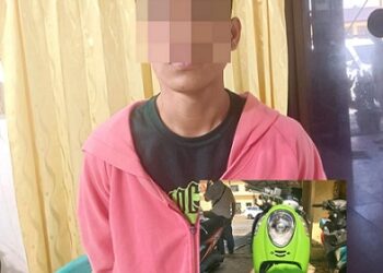 Pelaku curanmor, RCR alias Roberto Carlo dan barang bukti sudah ditahan di Polres Siantar
