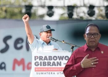 Prabowo Subianto di Deli Serdang -Baskami Ginting Ketua DPRD Sumut.  (Foto Ist)