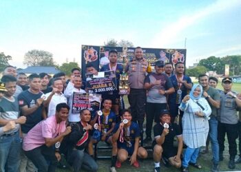 Kapolres Tanjung Balai AKBP Yon Edi Winara SH, SIK, MH hadir menutup Turnamen Sepak Bola Milenial