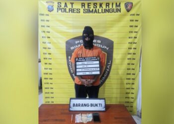 Pelaku AS dan barang bukti kini telah diamankan di kantor Sat Reskrim Polres Simalungun