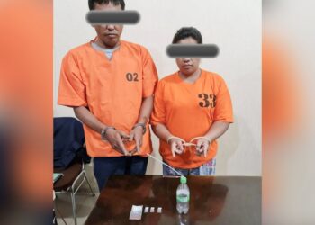 Sepasang kekasih BG dan HK yang tertangkap mengkonsumsi narkoba jenis sabu