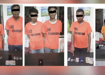 Ke 6 tersangka narkoba dan barang bukti