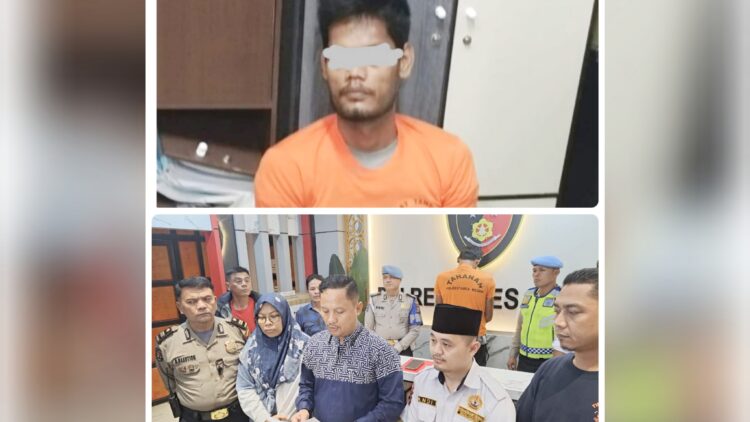 Kasat Reskrim Polrestabes Medan Kompol Jama Kita Purba saat paparan soal siswi SMP yang hilang dan pelaku MFM (27) adalah warga Kecamatan Binjai Barat, Kota Binjai. (Foto Ist)