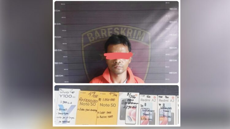 JH Pelaku pencurian di toko ponsel Maulana yang diringkus tim gabungan dari Satreskrim Polres Taput dan Polres Siantar dari Loket Bus Intra Siantar. (Foto Ist)