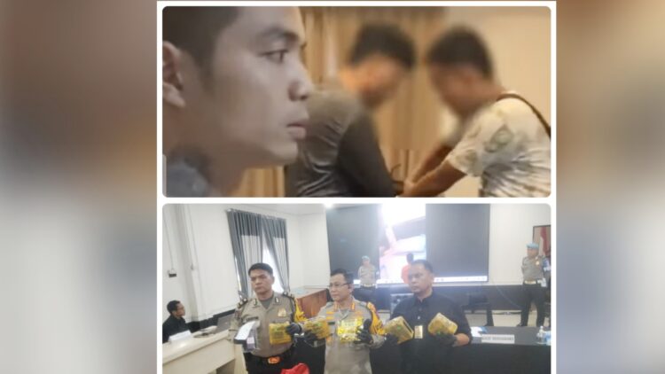 AFS residivis narkoba yang ditangkap di De' Prima Apartment atas kepemilikan sabu dan Kapolrestabes Medan Kombes Pol Teddy Jhon Sahala Marbun saat paparan. (Foto Ist)