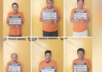 Enam pelaku Ngaku Debt Collector Yang Diringkus Polisi. (Foto Ist)