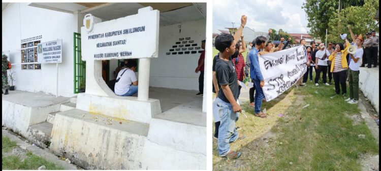 Massa Mahasiswa Lempari Telur Busuk ke Kantor Pangulu Rambung Merah