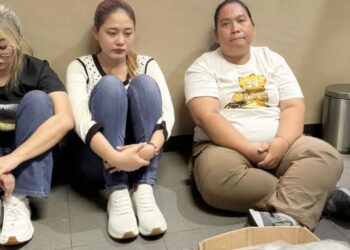 Tiga wanita asal Bogor yang diamankan petugas Avsec Bandara Kualanamu karena menyeludupkan sabu 19 kg. (Foto Ist)