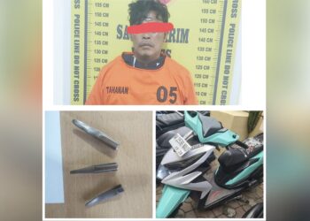 pelaku curanmor NP alias Ompong dan barang bukti 