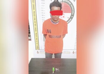 Pelaku Dwi Handoko Sinaga dan barang bukti
