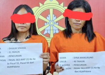 Dua wanita DS dan DM yang ditangkap Polres Dairi. (Foto Ist)