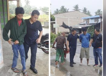 Kedua penadah HP Curian saat ditangkap Kanit Reskrim Polsek Siantar Selatan IPDA Chandra Ritonga, SH, MH dan anggota