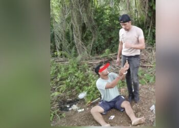 Pelaku Tri Andriansyah Putra dan barang bukti saat ditangkap