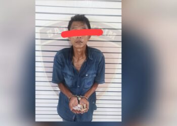 Bandar narkotika jenis sabu bernama IN yang ditangkap personel Polsek Pancurbatu. (Foto Ist)