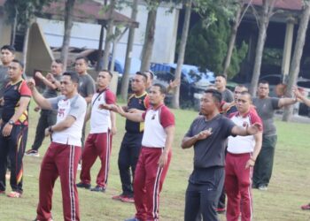 Kapolres Siantar AKBP Yogen Heroes Baruno, S.H., S.I.K ikuti olahraga bersama