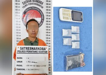 Tersangka Wah alias W dan barang bukti