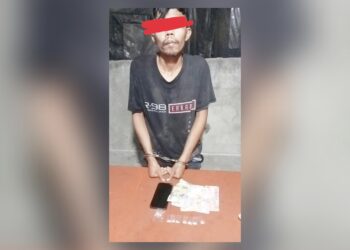 Tersangka Romi Afandi Simatupang dan barang bukti