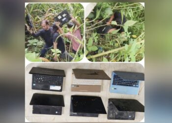 Barang bukti laptop milik Pengadilan Agama (PA) Balige yang dibuang di Parapat. (Foto Ist)