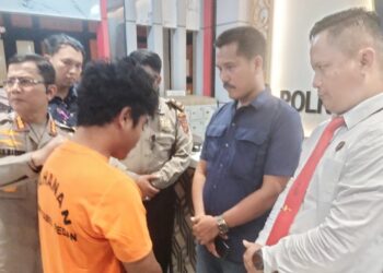 Kapolrestabes Medan Kombes Pol Dr Teddy John Sahala Marbun saat paparan pelaku ganjal ATM