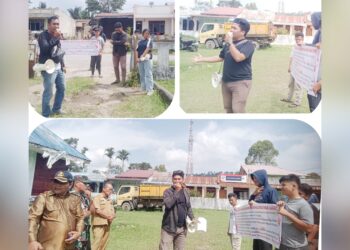 Aliansi Mahasiswa Peduli Masyarakat Demo Kantor Camat Dolok Pardamean