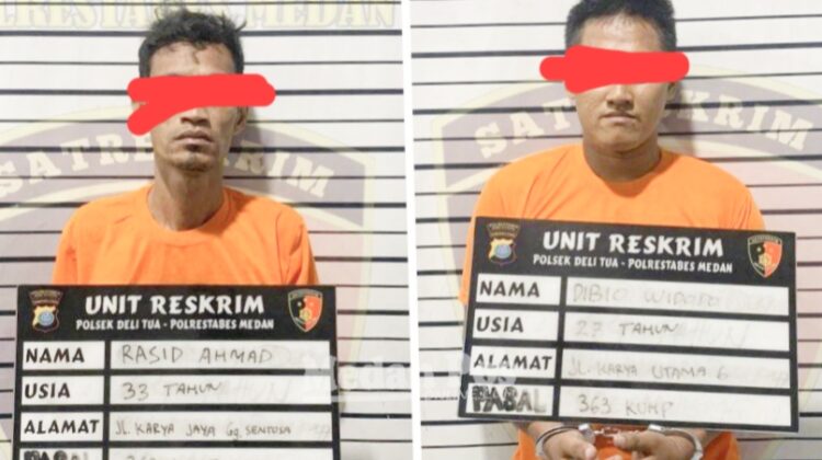 Dua pelaku curanmor yang ditangkap Polsek Delitua. (Foto Ist)