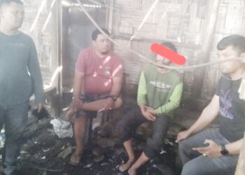 Tersangka SP dan Barang bukti saat di TKP