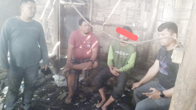 Tersangka SP dan Barang bukti saat di TKP