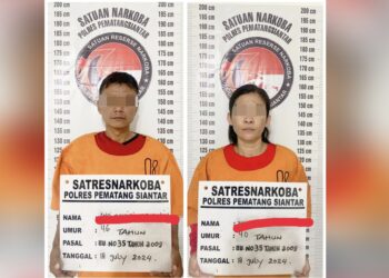 Tersangka AJ, dan JAL beserta barang bukti