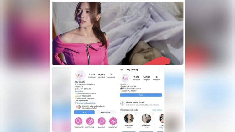Ella Nanda Sari Hasibuan yang meninggal setelah menjalani sedot lemak di Klinik WSJ Beauty, Depok dan akun medsos WSJ Beauty privat. (Foto Ist)