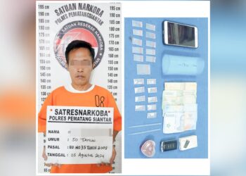tersangka EJT dan barang bukti