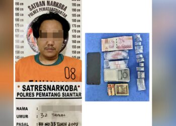 Tersangka SKS dan barang bukti