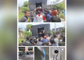 Kelompok diduga geng motor beserta barang bukti yang diamankan Polres Deli Serdang. (Foto Ist)