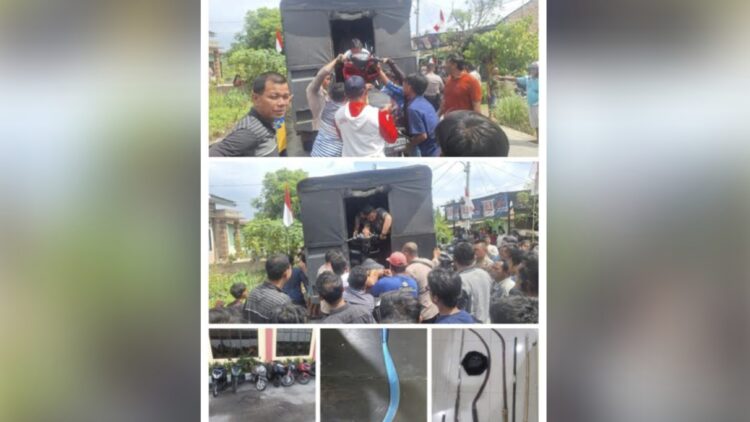 Kelompok diduga geng motor beserta barang bukti yang diamankan Polres Deli Serdang. (Foto Ist)