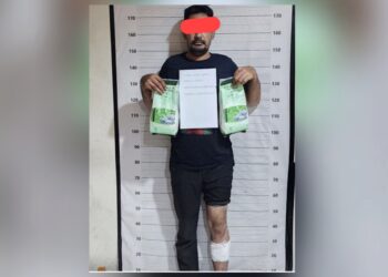 Pelaku kurir narkoba yang ditangkap Polrestabes Medan asal dari Aceh Utara. (Foto Ist)