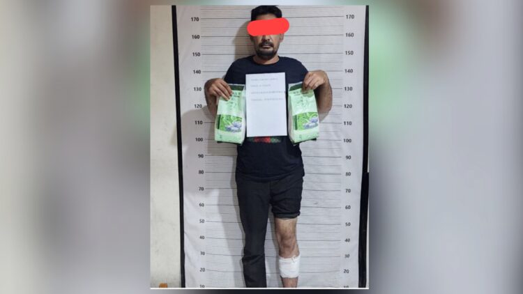 Pelaku kurir narkoba yang ditangkap Polrestabes Medan asal dari Aceh Utara. (Foto Ist)