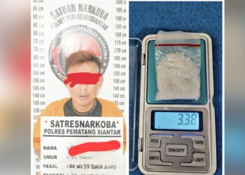 Tersangka RS dan barang bukti sabu