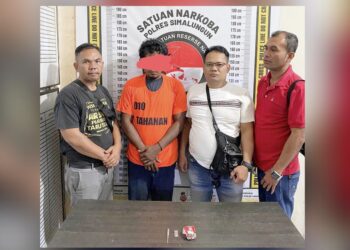 Pelaku Sah alias Pajom dan barang bukti