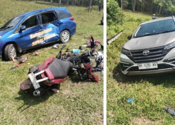 Ketiga kendaraan yang tabrakan beruntun saat di TKP