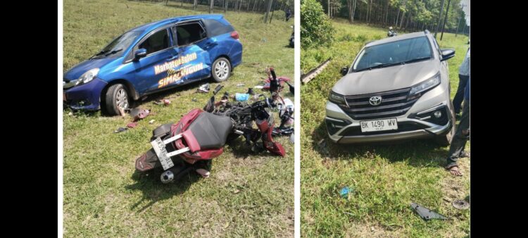 Ketiga kendaraan yang tabrakan beruntun saat di TKP