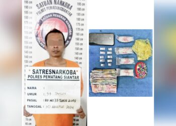 Tersangka JHT alias Goltus dan barang bukti