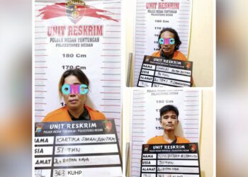 Para pelaku curanmor yang ditangkap Polsek Medan Tuntungan. (Foto Ist)