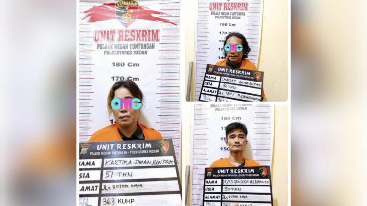 Para pelaku curanmor yang ditangkap Polsek Medan Tuntungan. (Foto Ist)