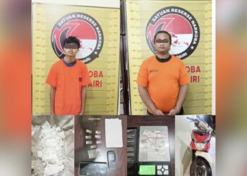 Pelaku MA dan BPM alias Bimbi beserta barang bukti