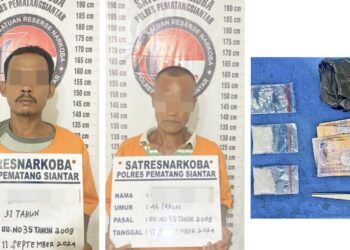 Kedua pengedar sabu, SS dan NS serta barang bukti