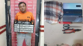 Pelaku pencurian di toko ponsel Plaza Medan Fair. (Foto Ist)
