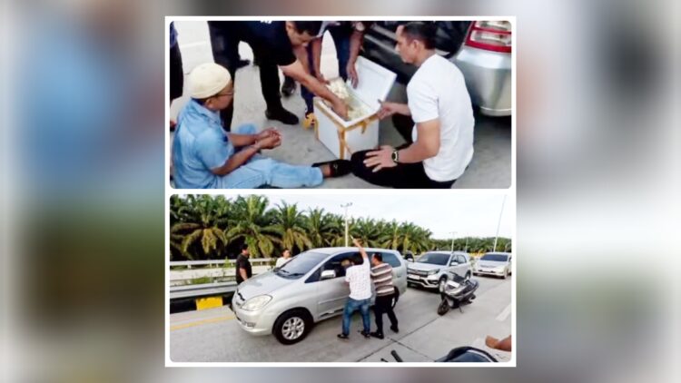 Penangkapan kurir narkoba Polres Asahan di pintu tol Kisaran. (Foto Ist)