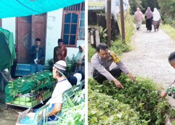 Jenajah korban dirumah duka dan Personil piket Polseķ Siantar Martoba saat olah TKP