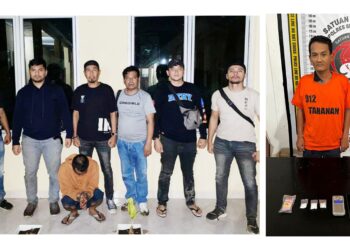 Kedua pengedar sabu, Hairul Anwar Nasution dan Petrus beserta barang bukti