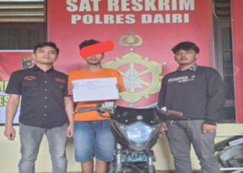 Pelaku SN yang diringkus polisi usai mencuri buah jeruk. (Foto Ist)