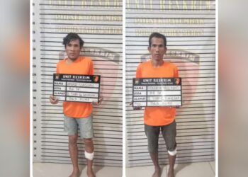 Dua pelaku pencuri ponsel yang ditangkap personil Polsek Patumbak. (Foto Ist)